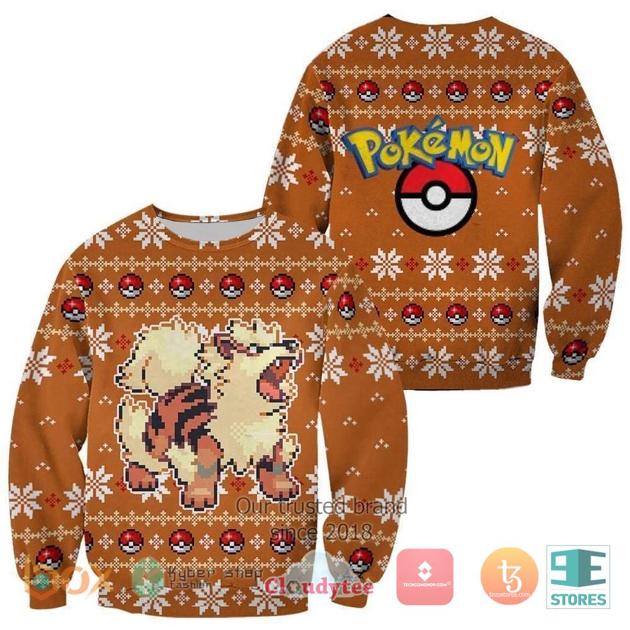 pokemon arcanine ugly christmas sweater 1 90220