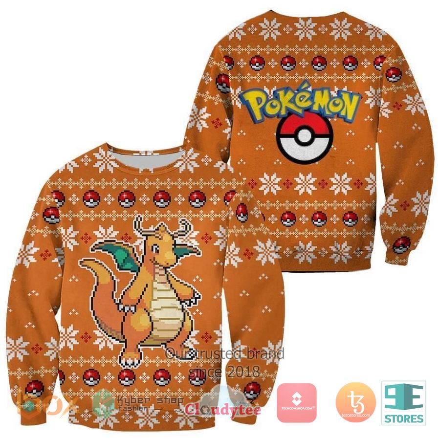 pokemon dragonite ugly christmas sweater 1 12302