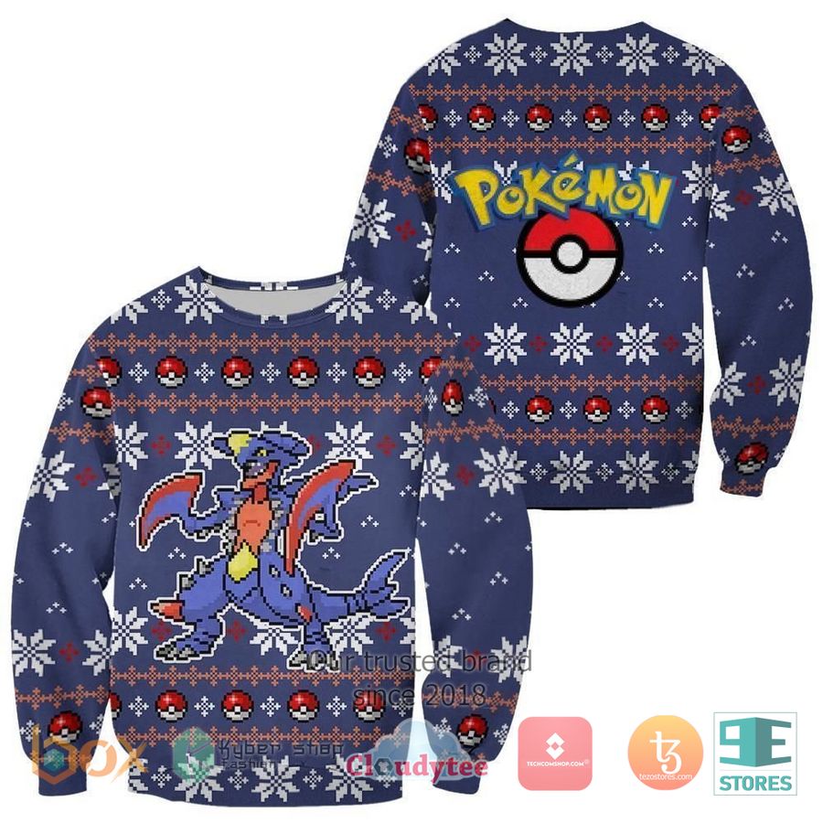pokemon garchomp ugly christmas sweater 1 25553