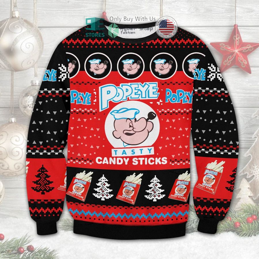 popeye candy sticks christmas sweatshirt sweater 1 43565