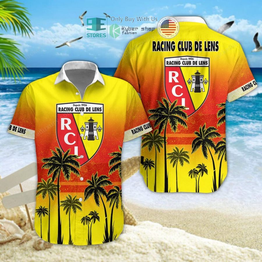 racing club de lens palm tree hawaiian shirt shorts 1 85352