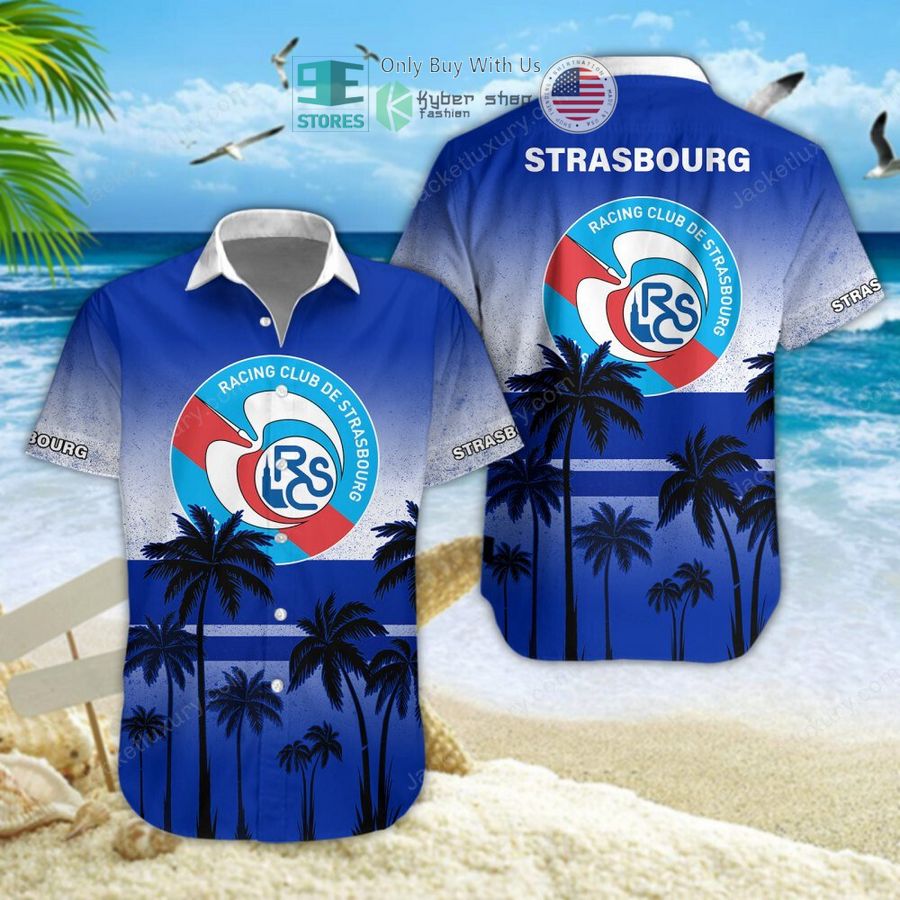 rc strasbourg alsace palm tree hawaiian shirt shorts 1 73670