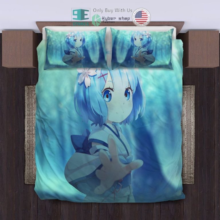 re zero anime girl blue bedding set 1 71320