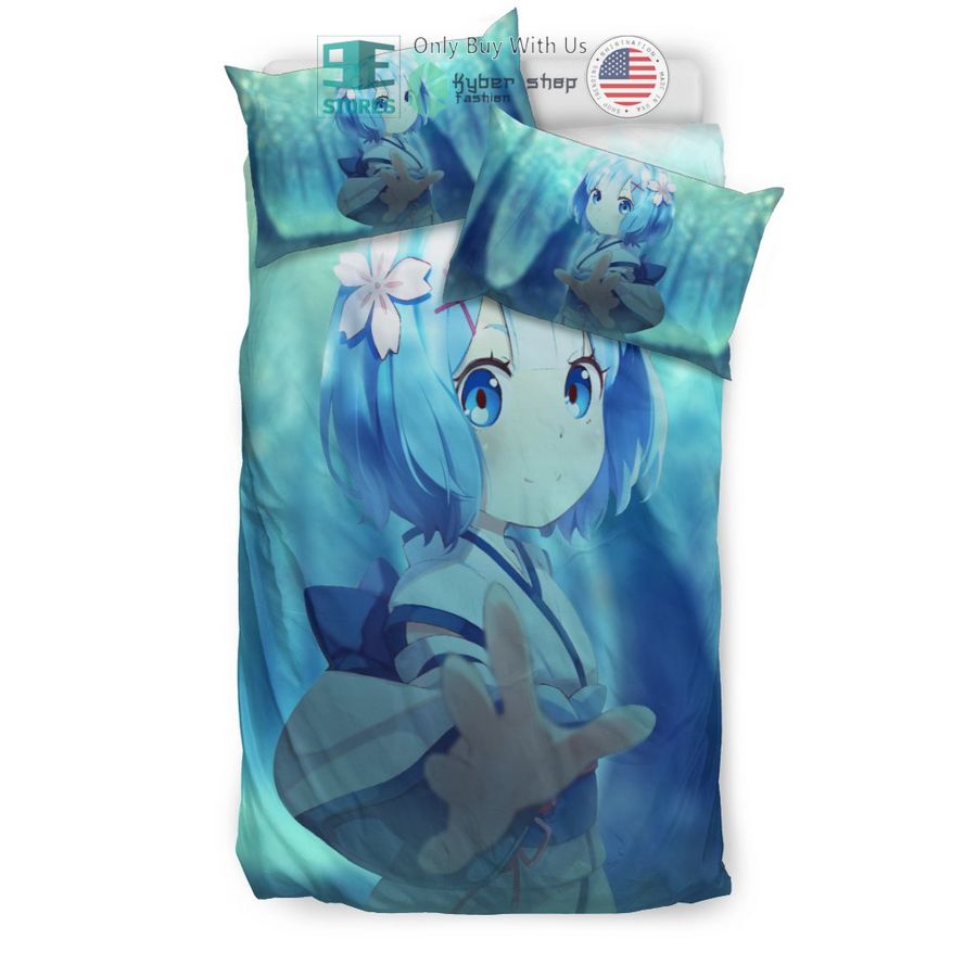 re zero anime girl blue bedding set 2 59459
