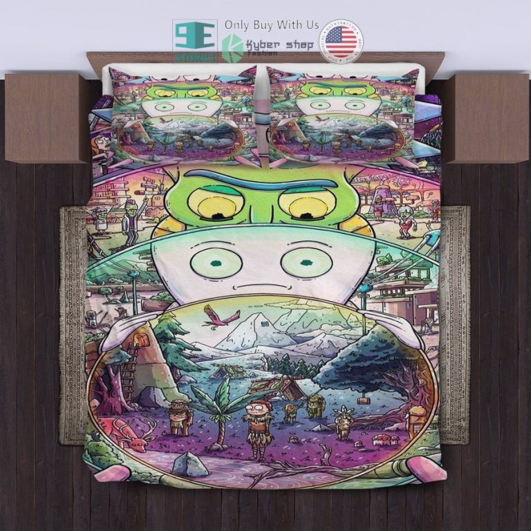 rick and morty art colorful bedding set 1 70149