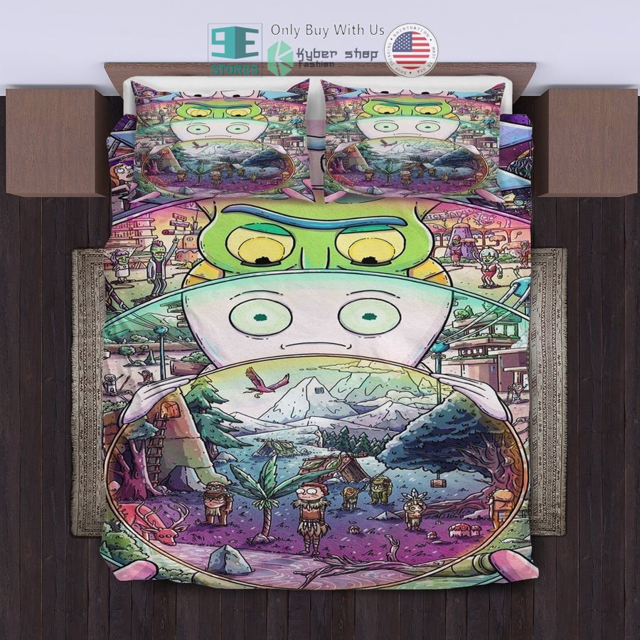rick and morty art colorful bedding set 1 70149