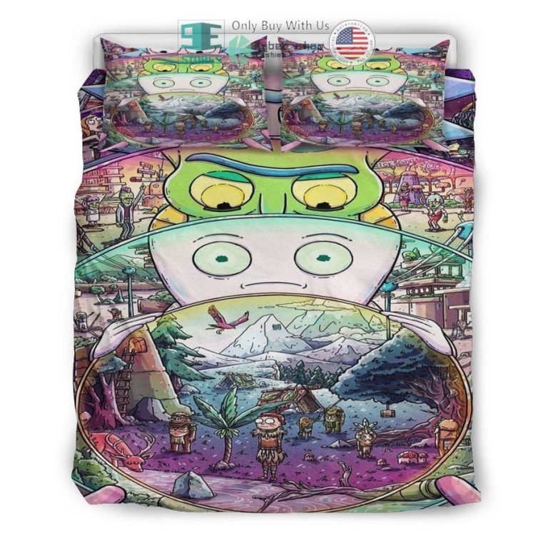 rick and morty art colorful bedding set 3 89679