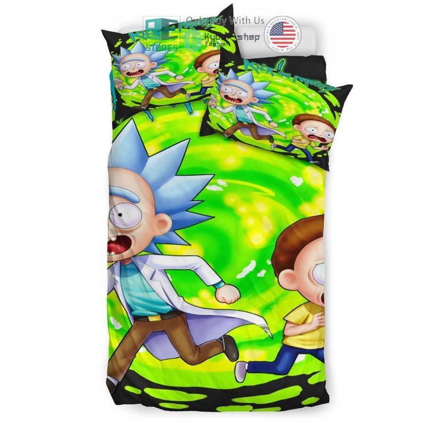 rick and morty green bedding set 2 18028