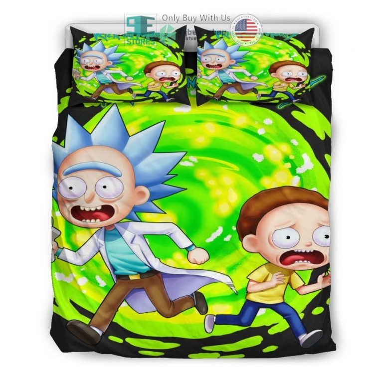 rick and morty green bedding set 3 39994