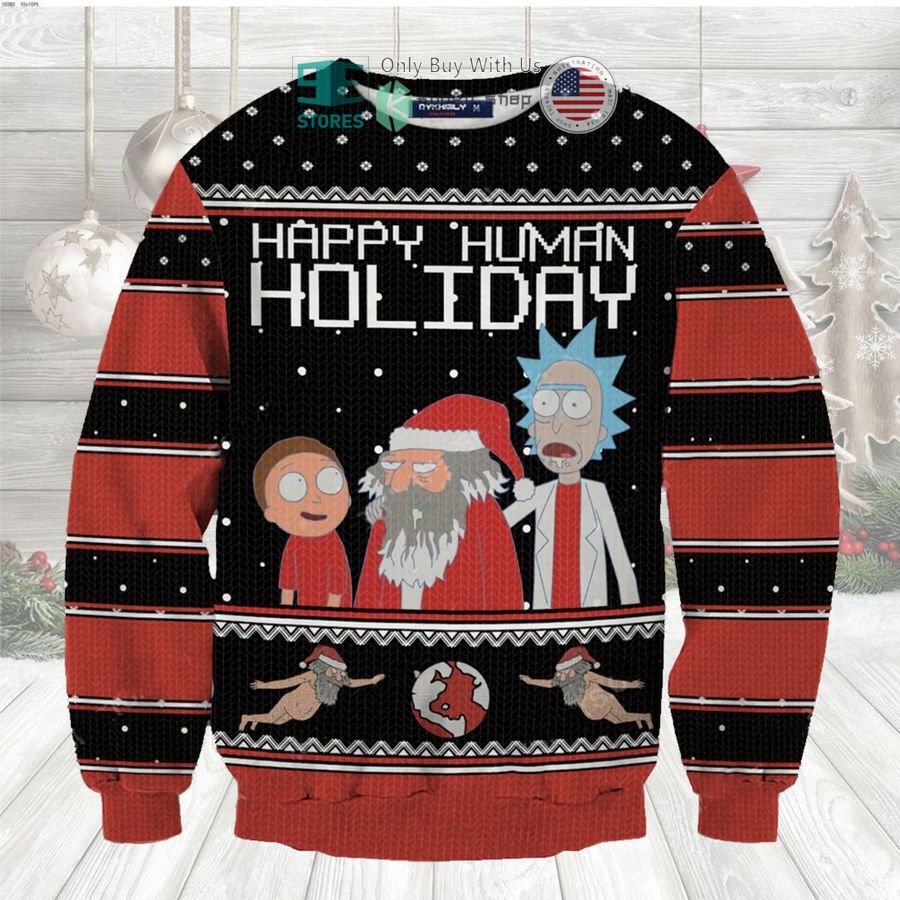 rick and morty happy human holiday sweatshirt sweater 1 61494