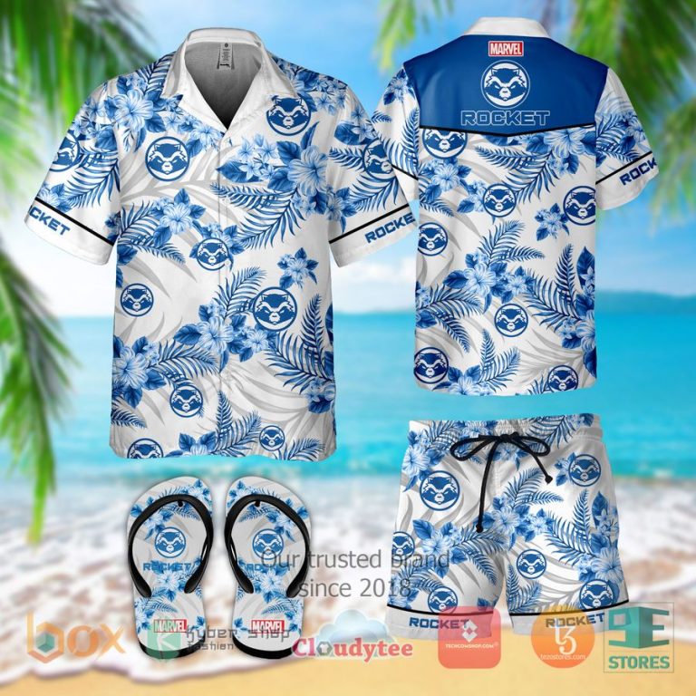 rocket marvel hawaiian shirt shorts 1 6304