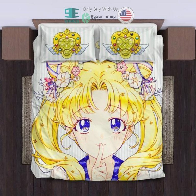 sailor moon flowers white bedding set 1 19447