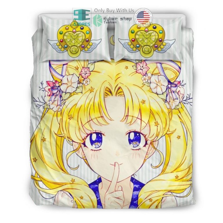 sailor moon flowers white bedding set 3 39712