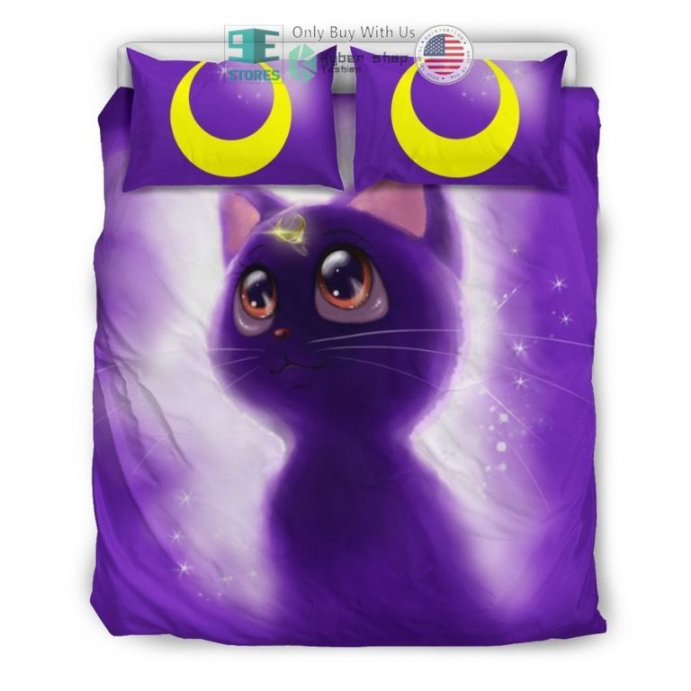 sailor moon luna cat violet bedding set 3 45280