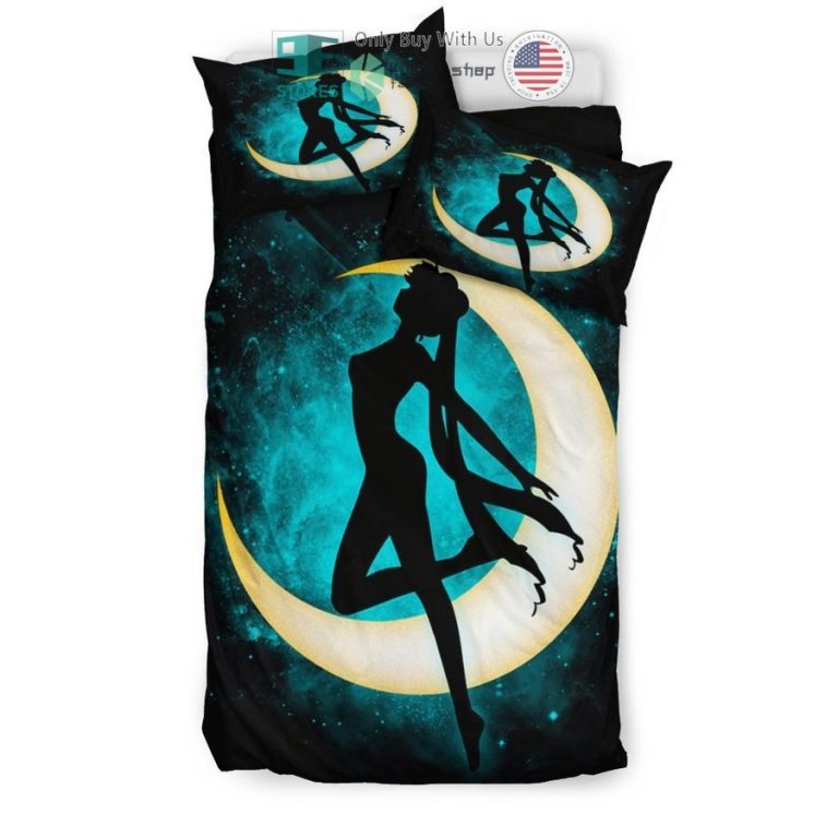 sailor moon transformation black blue bedding set 2 10990