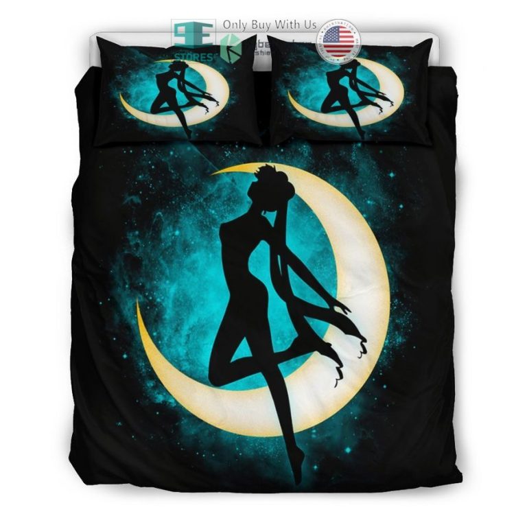 sailor moon transformation black blue bedding set 3 36510