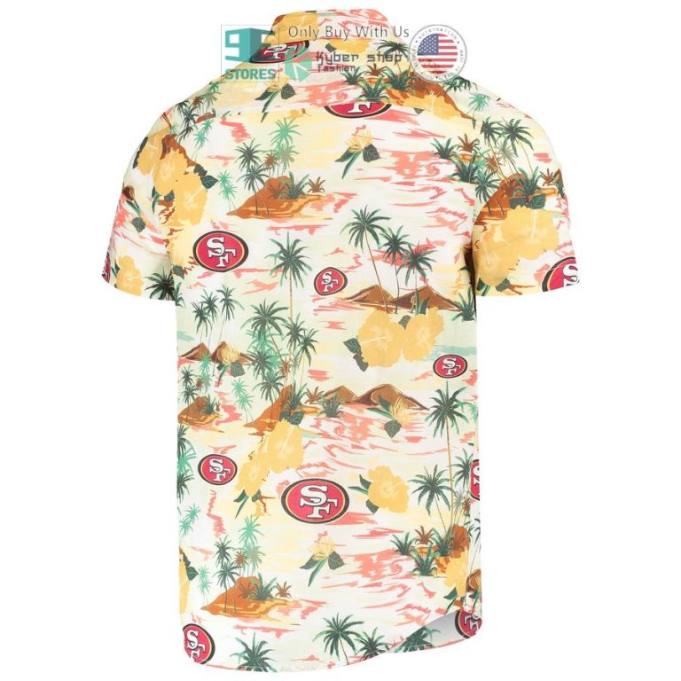 san francisco 49ers foco paradise floral cream hawaiian shirt 3 93180