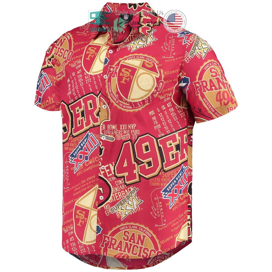 san francisco 49ers foco thematic scarlet hawaiian shirt 2 8445