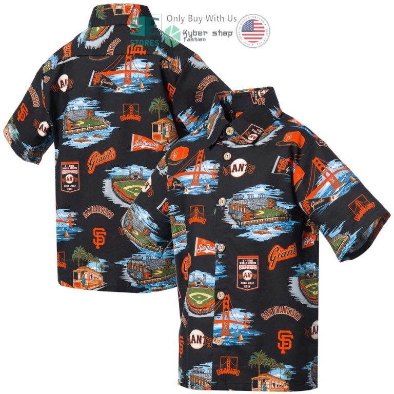 san francisco giants reyn spooner youth scenic black hawaiian shirt 1 27606