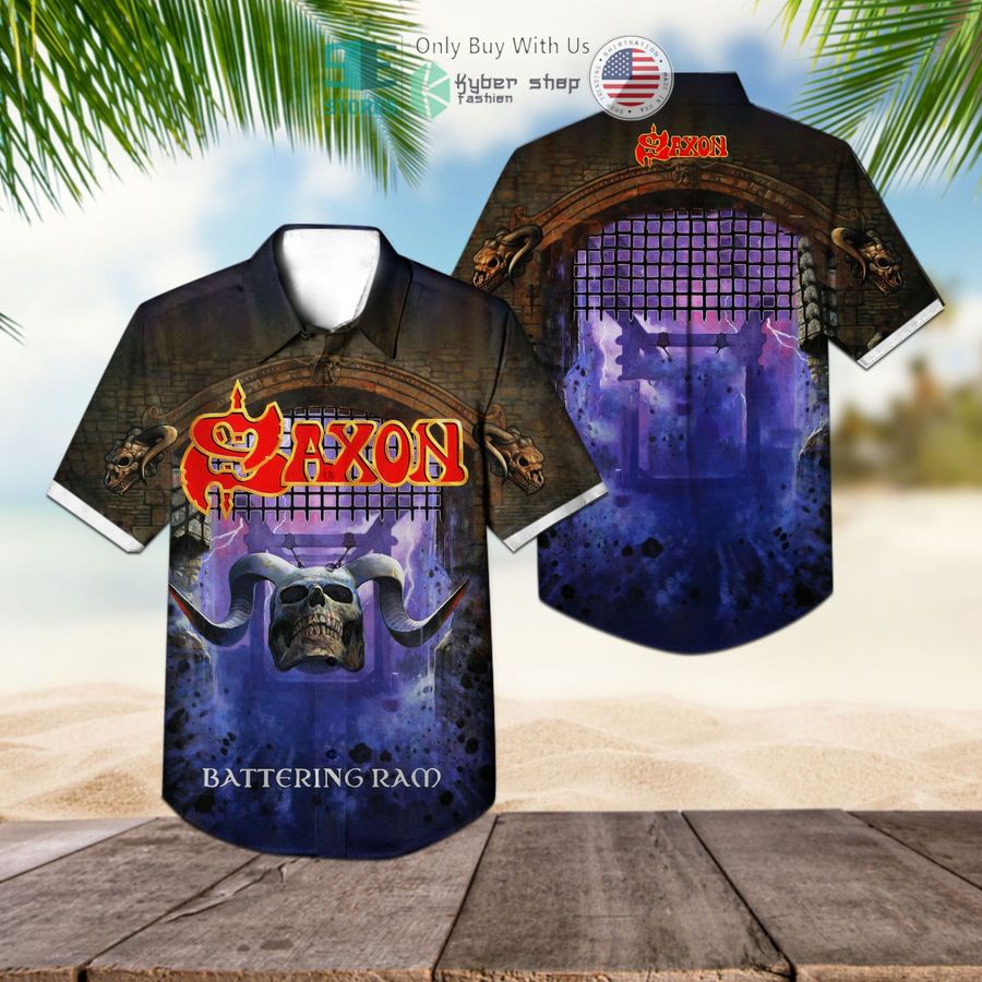 saxon band battering ram album hawaiian shirt 1 77583