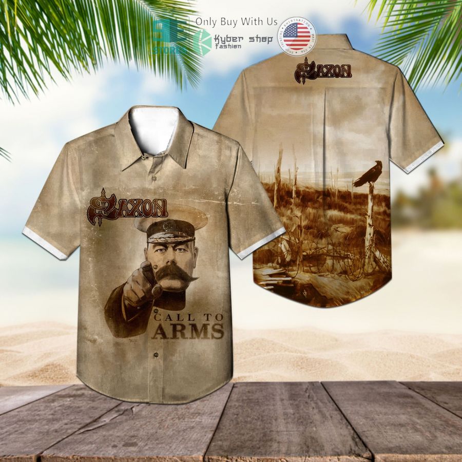 saxon band call to arms album hawaiian shirt 1 98554