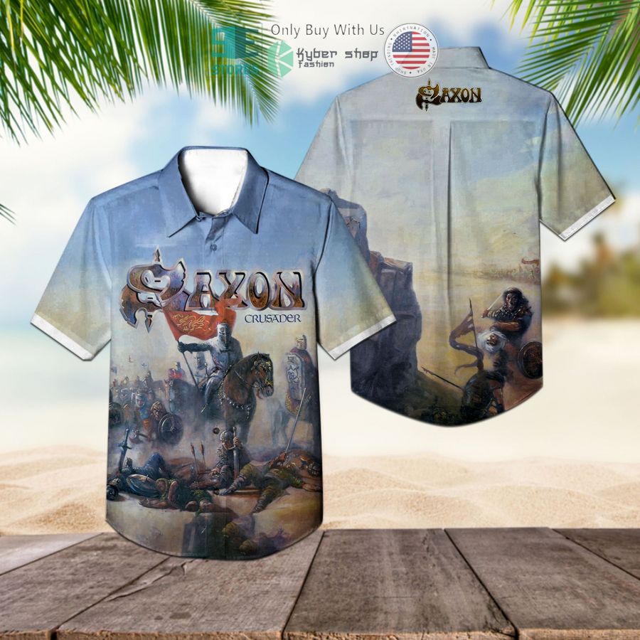 saxon band crusader album hawaiian shirt 1 55436