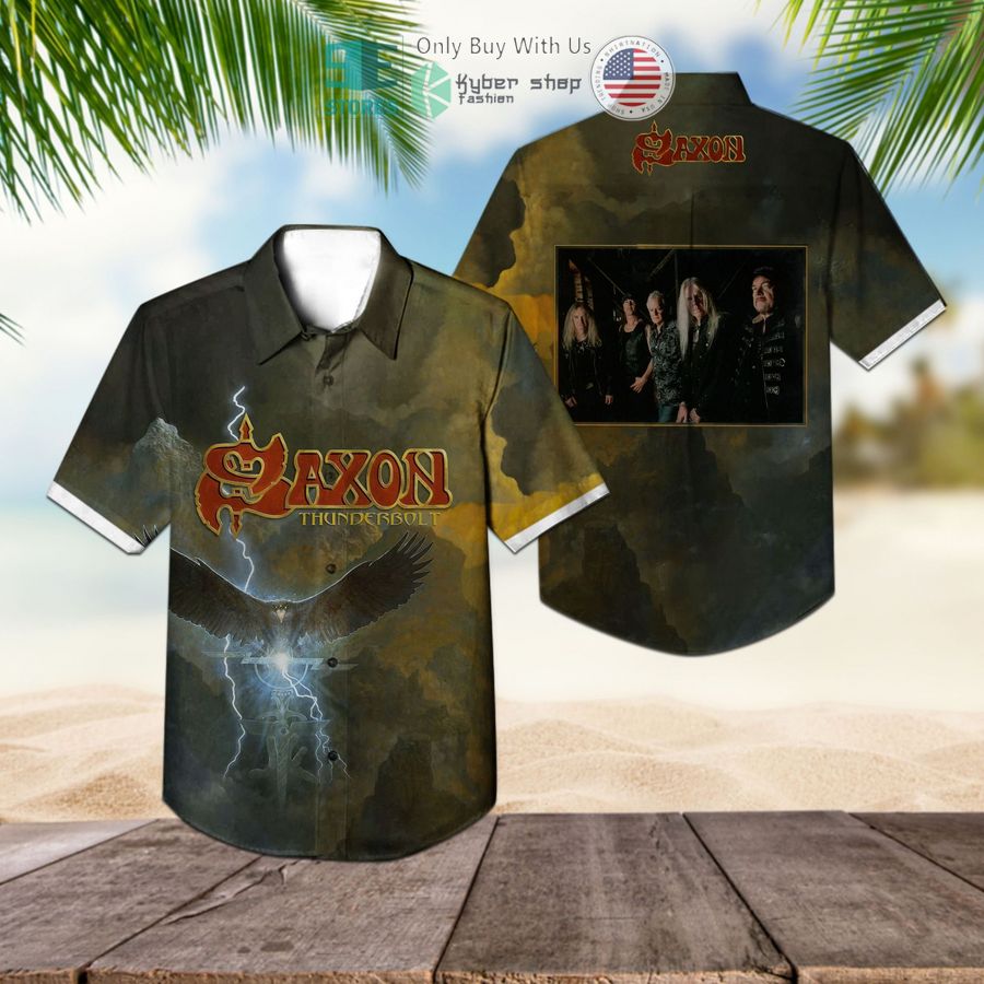 saxon band thunderbolt album hawaiian shirt 1 12336