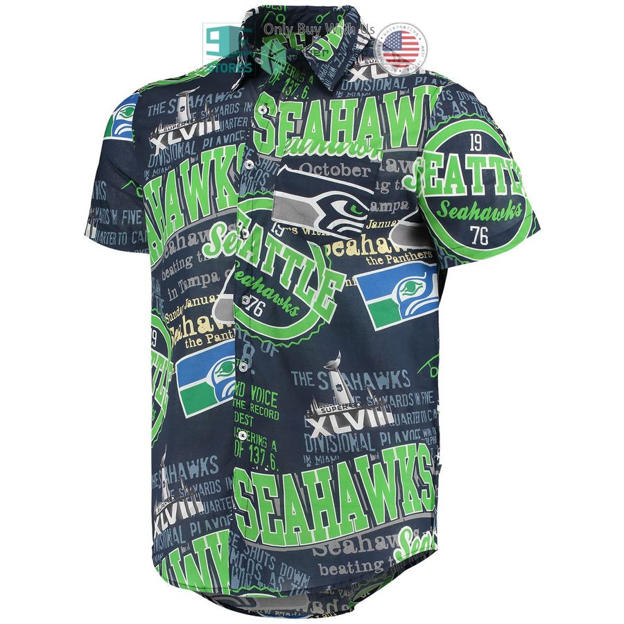seattle seahawks foco thematic college navy hawaiian shirt 2 62269