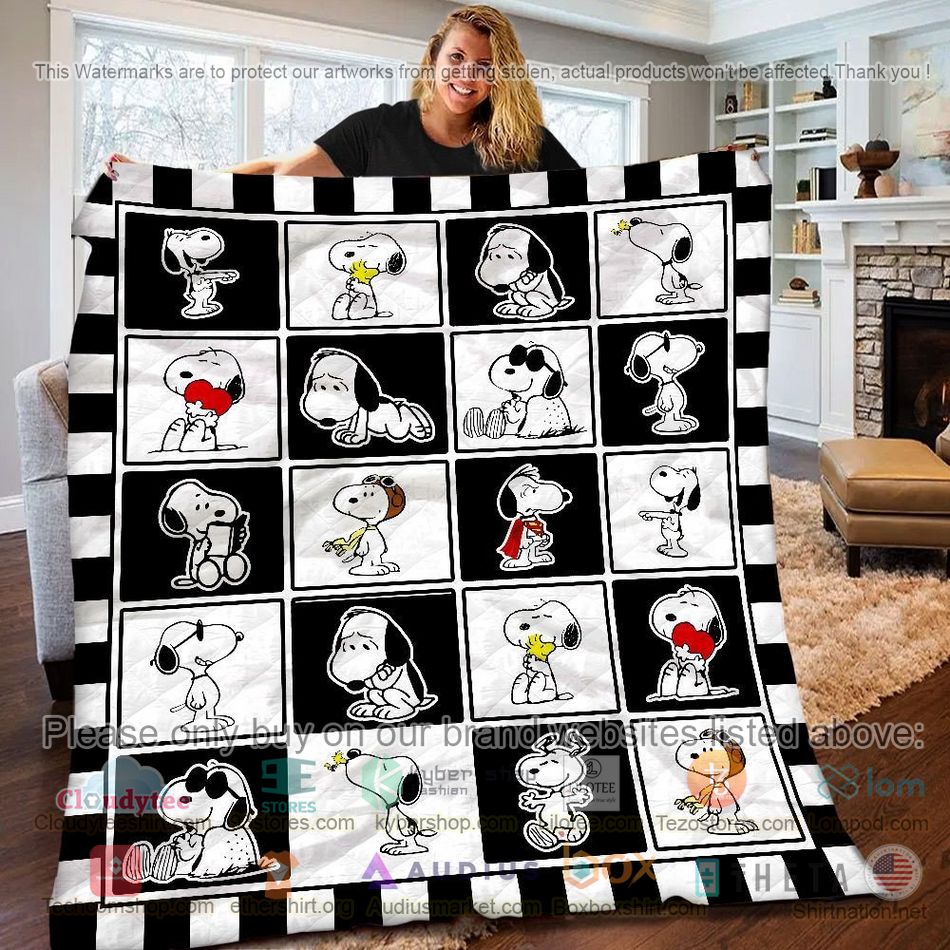 snoopy activities checkered quilt 1 16530