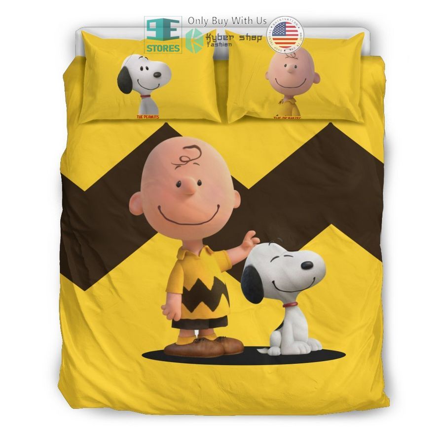 snoopy and charlie brown yellow bedding set 1 78250