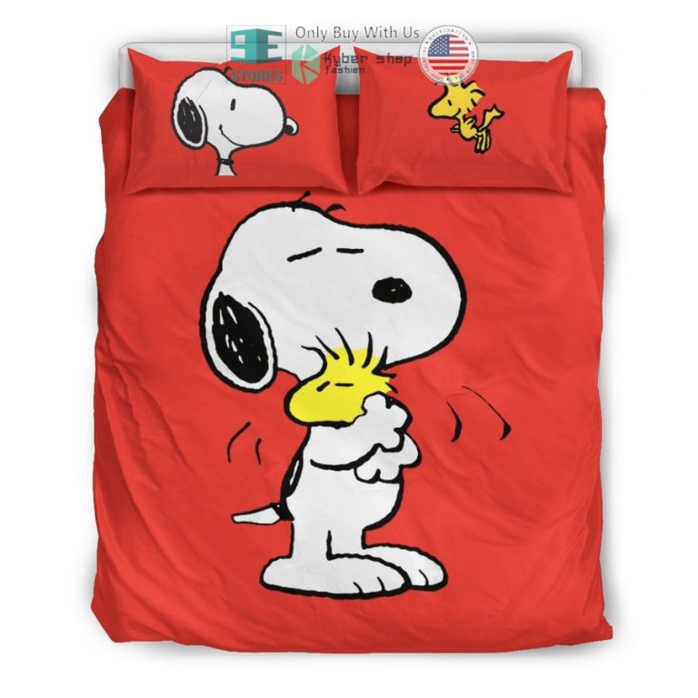 snoopy hug woodstock red bedding set 1 26222