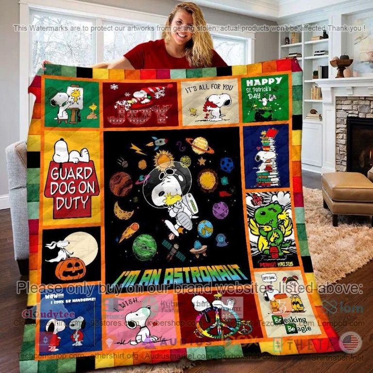 snoopy im an astronaut quilt 1 78630