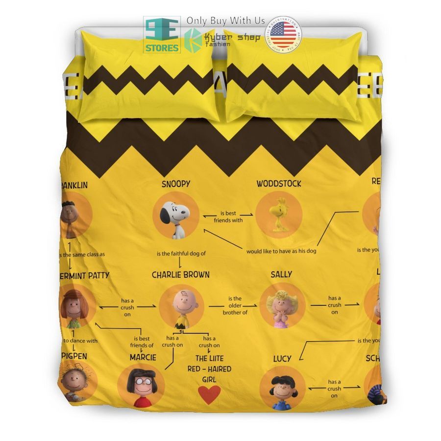snoopy relationship yellow bedding set 1 89980