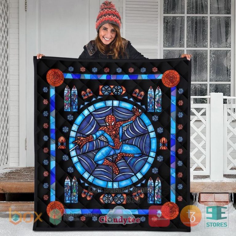 spider man stain glass style quilt blanket 3 30738