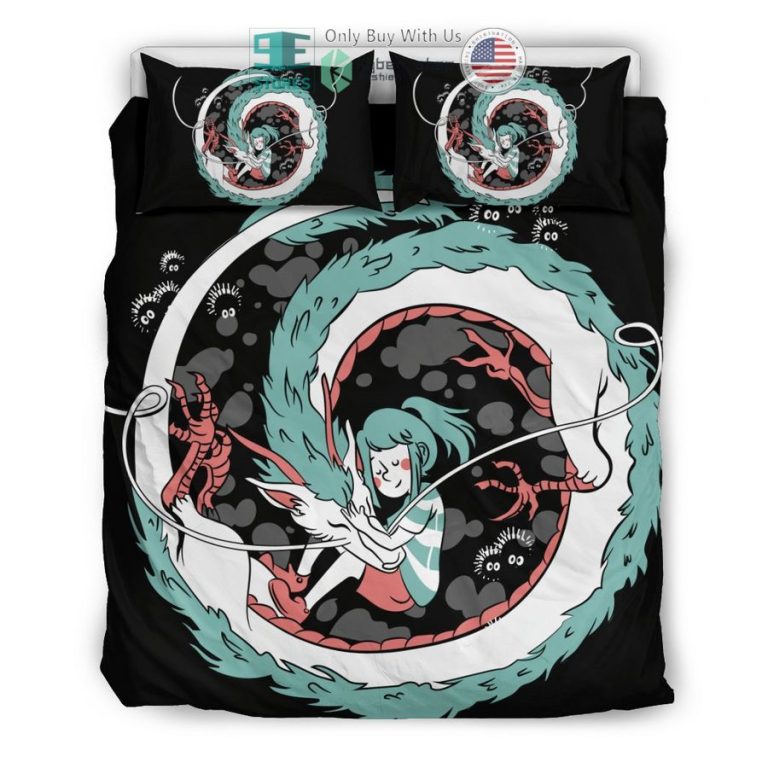 spirited away chihiro haku fanart bedding set 3 26967