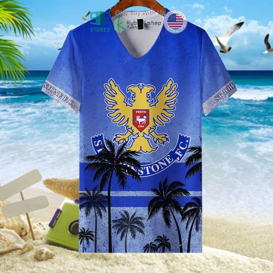 st johnstone football club blue hawaii shirt shorts 7 60970