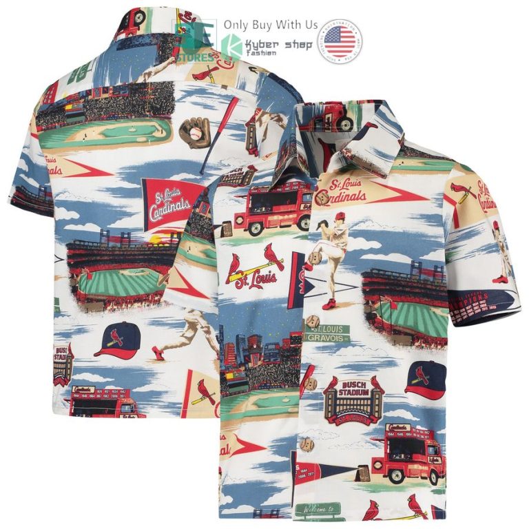 st louis cardinals reyn spooner youth scenic white hawaiian shirt 1 45678