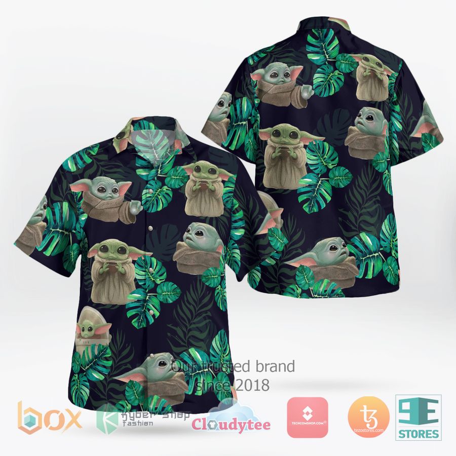 star wars baby yoda tropical leaves hawaiian shirt 1 65233