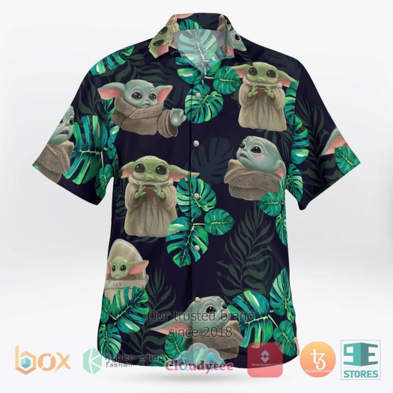 star wars baby yoda tropical leaves hawaiian shirt 3 21969