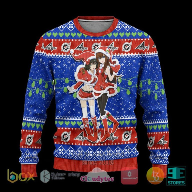 steins gate anime xmas ugly christmas sweater 1 42072