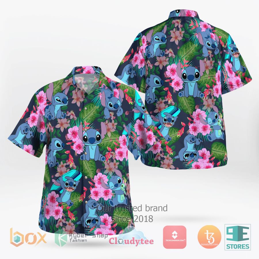 stitch flowers hawaiian shirt shorts 1 39198