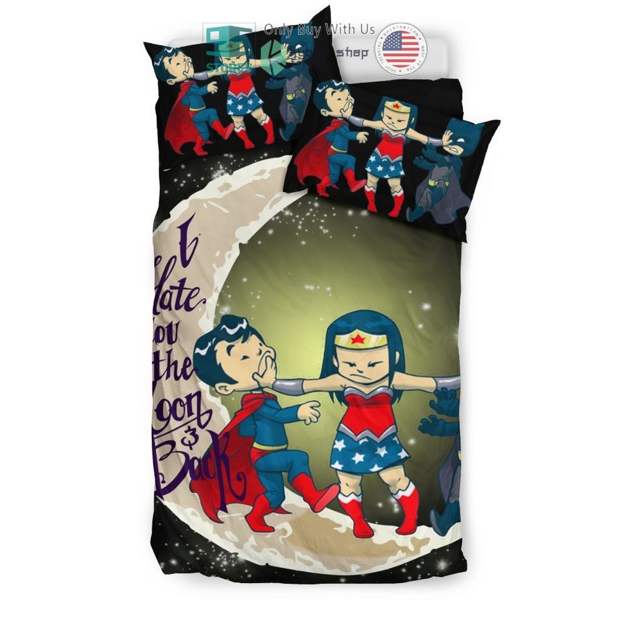 superman vs batman i love you to the moon back wonder woman bedding set 2 67421