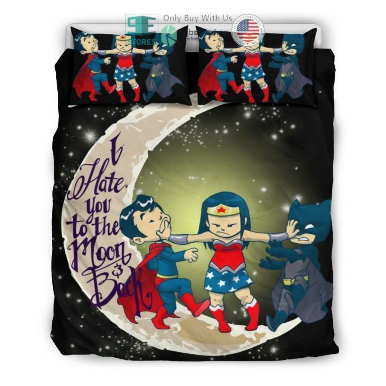 superman vs batman i love you to the moon back wonder woman bedding set 3 93547