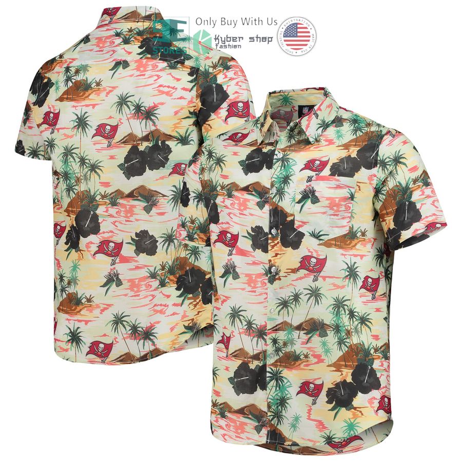 tampa bay buccaneers foco paradise floral cream hawaiian shirt 1 35716