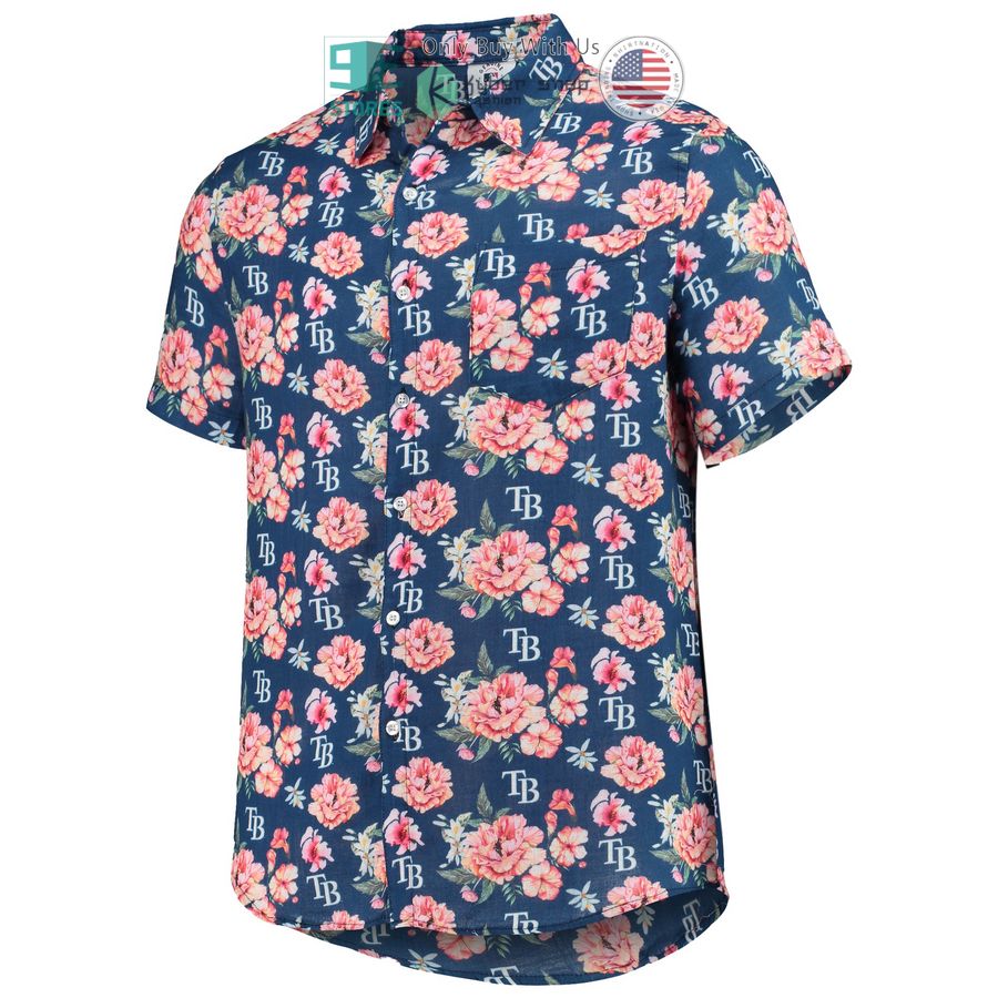 tampa bay rays foco floral linen navy hawaiian shirt 2 45318