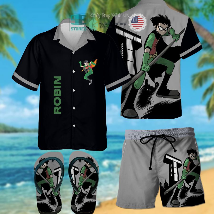 teen titans robin hawaiian shirt shorts 1 78102