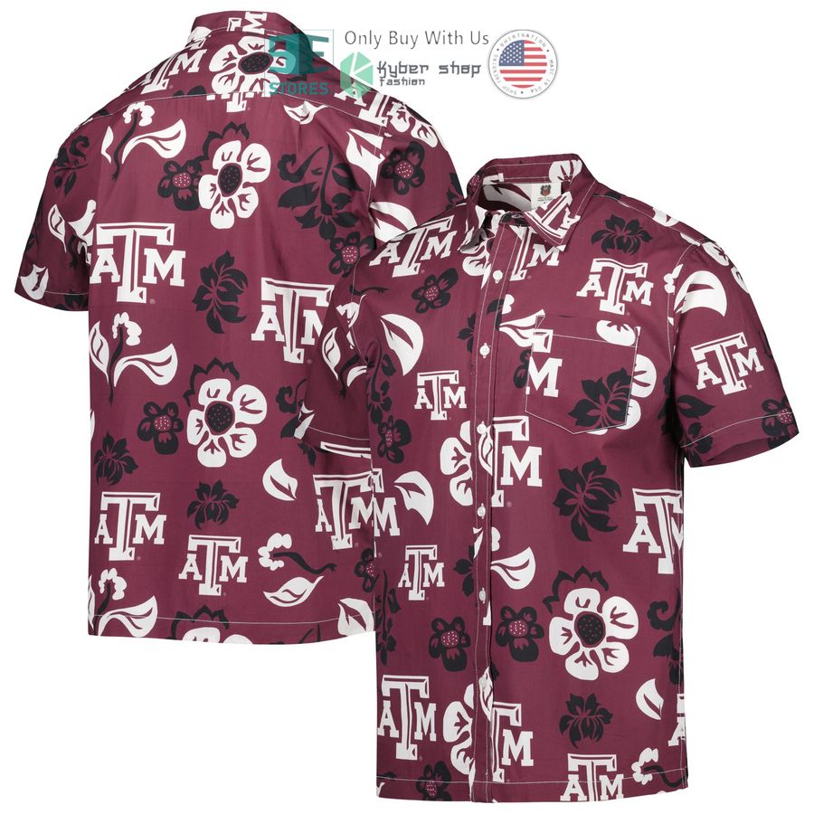 texas am aggies wes willy floral maroon hawaiian shirt 1 206