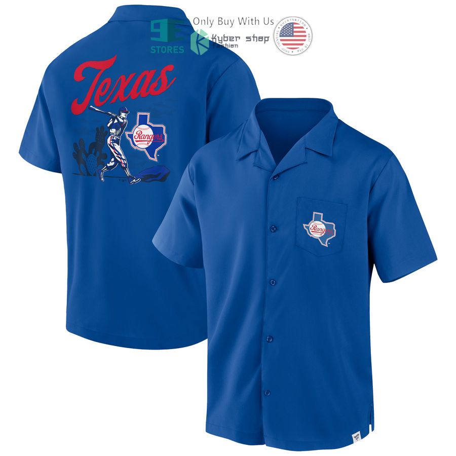 texas rangers fanatics branded proven winner camp royal hawaiian shirt 1 44126