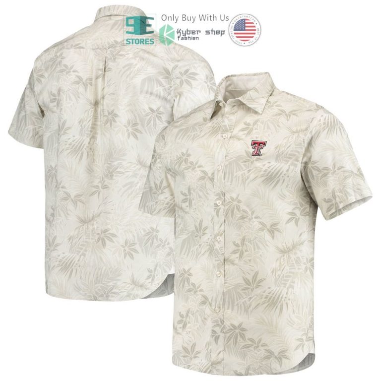 texas tech red raiders tommy bahama forest fronds oatmeal hawaiian shirt 1 62749