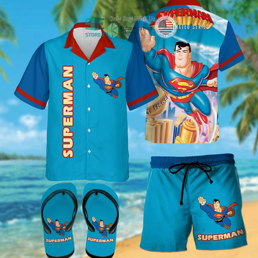 the animated series superman hawaiian shirt shorts 1 13885